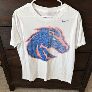 Nike White Tee with Blue and Orange Bronco Graphic